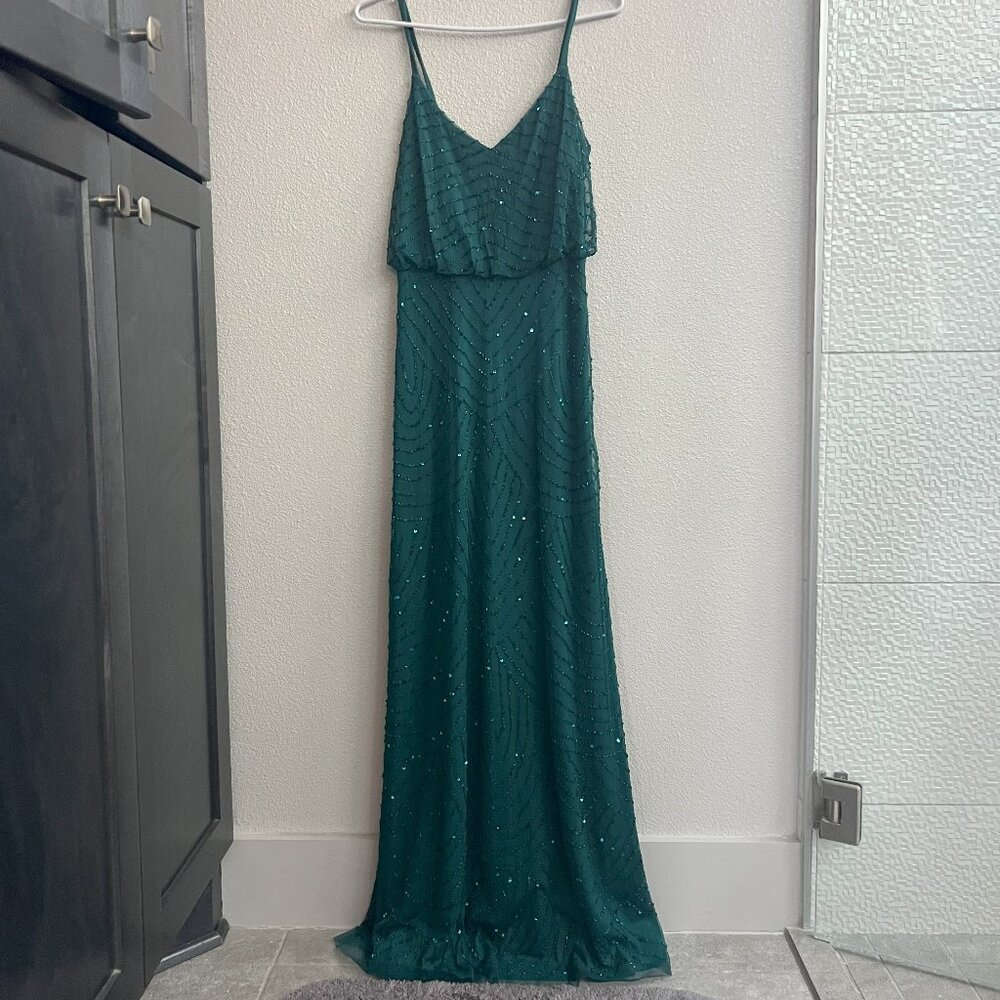 NWT Adrianna Papell Green Sequin Gown